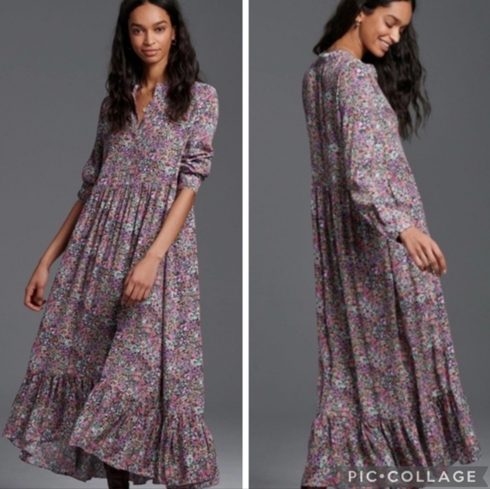 Mare Mare x Anthropologie Lynda Dress Floral Est. Size Small Exotic Boho Flowy